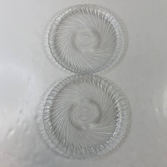 Arcoroc Seabreeze 2 Clear Glass 10" Dinner Plates Textured Swirl Pattern Vintage - Picture 1 of 7